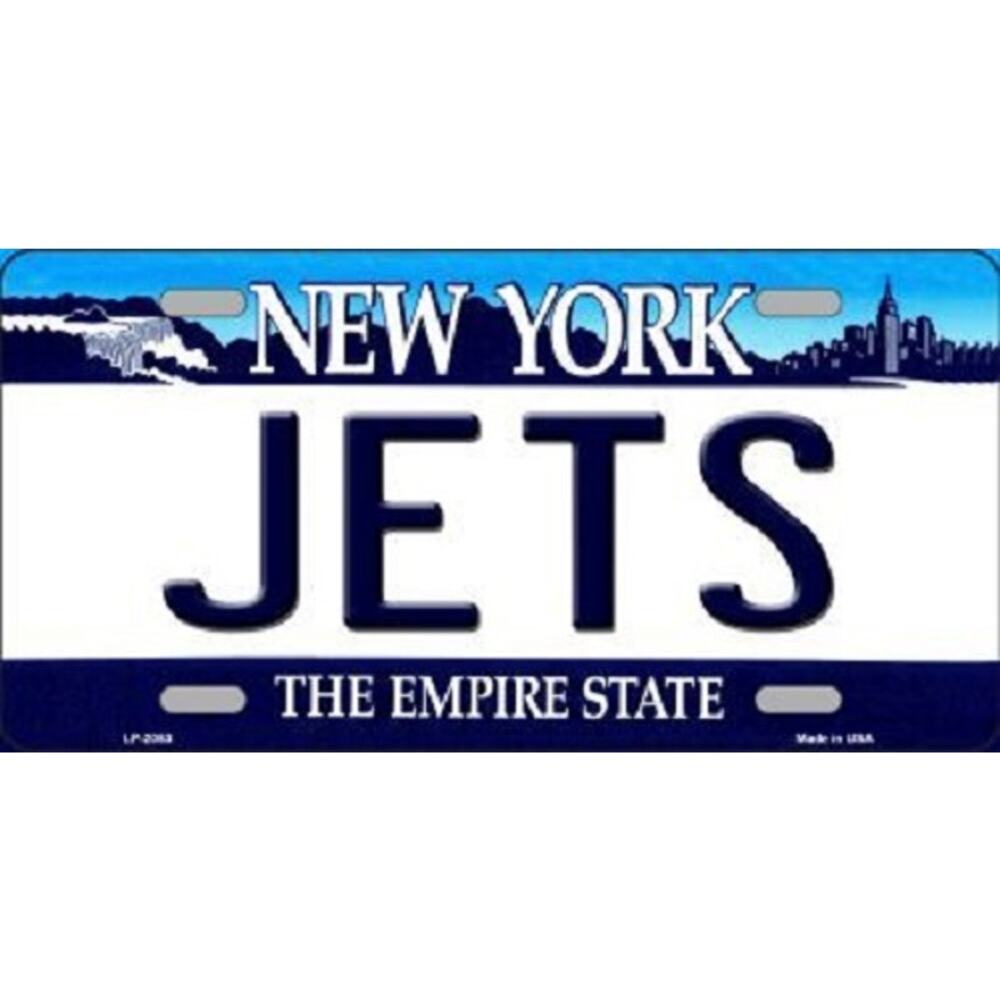 New York Jets License Plate Super Bowl Metal NFL Retro Auto Sign NY New